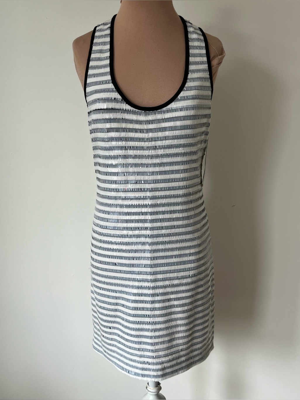 Nicole Miller Artelier Scoop-Neck Sequined Bandage Striped Mini Dress Nwt Size S